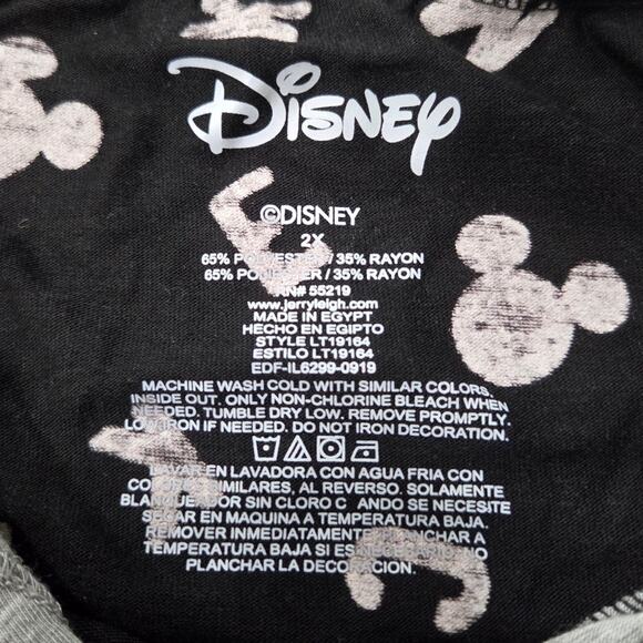 Disney Black and Gray Mickey Print Long Sleeve Hooded Tee Size 2 X - Picture 3 of 7